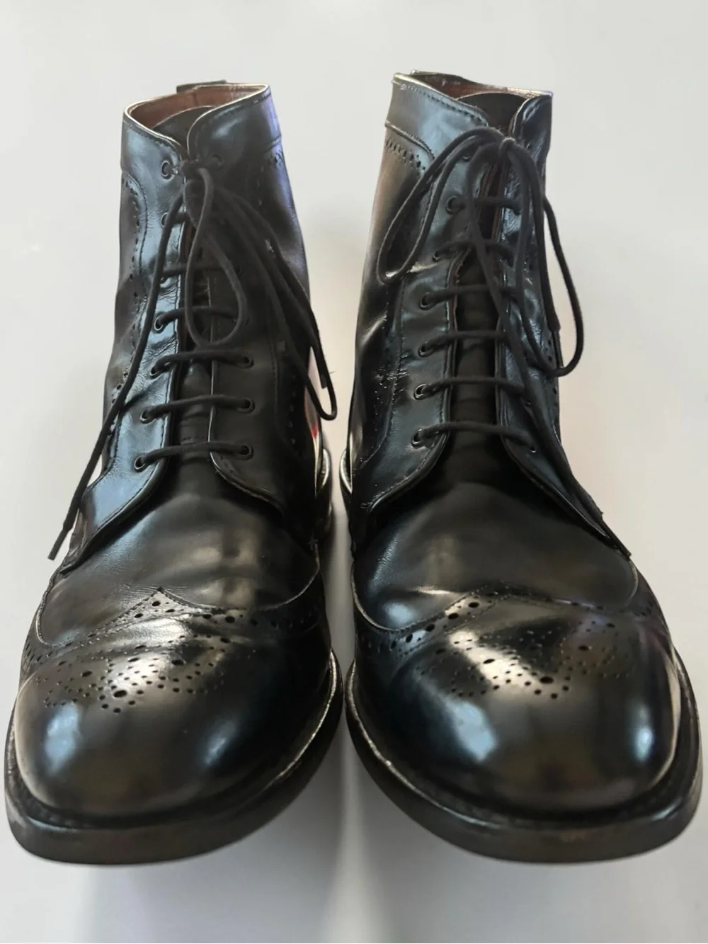 Allen Edmonds Black Leather Wingtip Brogue Boots Size 13 B Dainite Sole